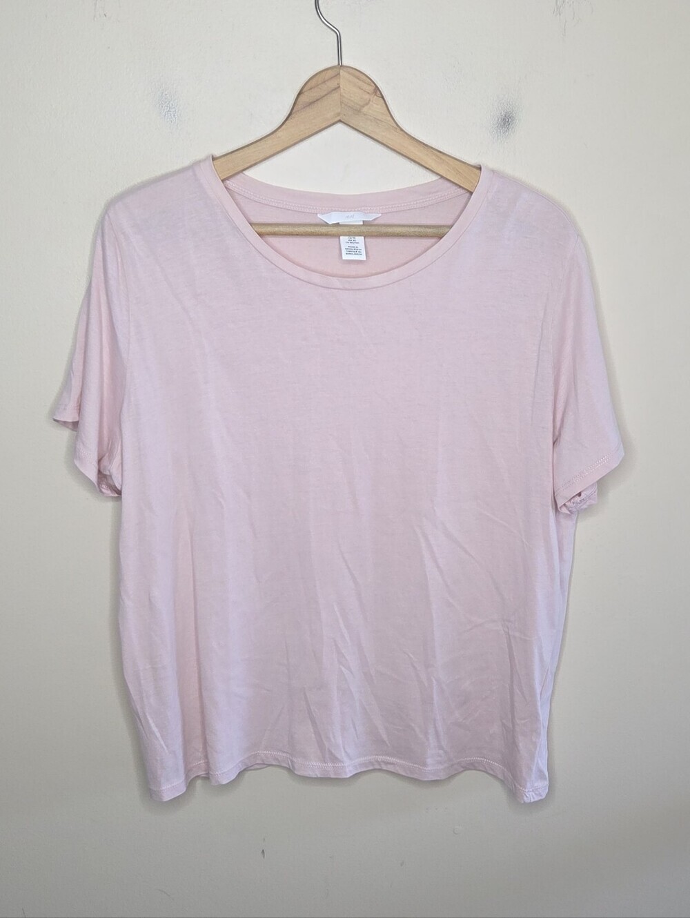 H&M Short Sleeve Light Pink 100% Cotton Tee Size XL